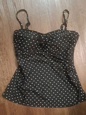 Christina Black & White Polka Dot Tankini Swimsuit Top – Size 14